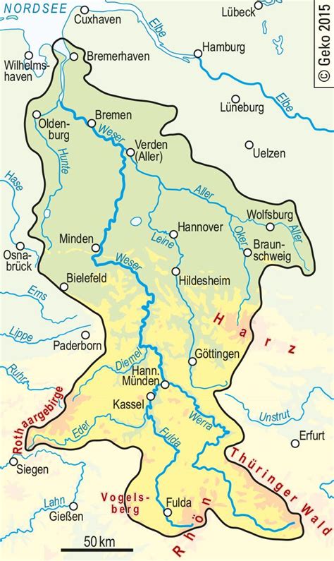 Die liste von flüssen in deutschland enthält eine auswahl von fließgewässern in deutschland, sortiert nach länge und wasserreichtum. Weser Fluss Karte