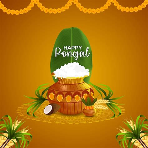 Premium Vector Happy Pongal Wishes Greeting Card And Background