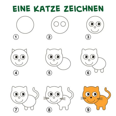 Eine Katze Zeichnen Zeichnen Lernen Für Kinder Katze Zeichnen