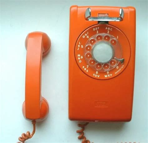 Vintage Orange Wall Mount Rotary Itt Telephone Original Retro Old 181