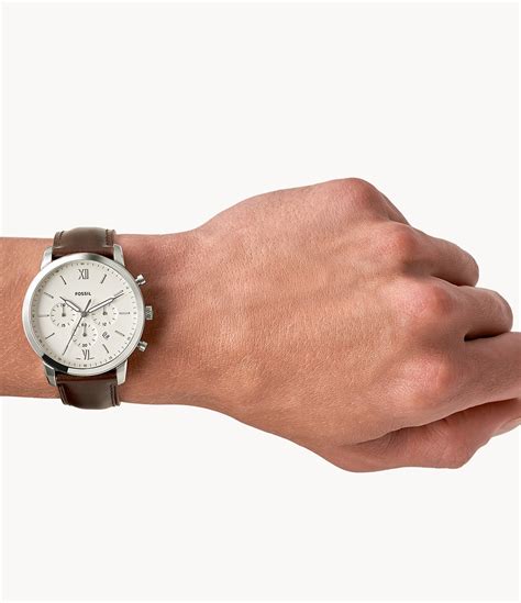 Fossil Neutra Chronograph Cream Dial Brown Leather Mens Watch Fs5380