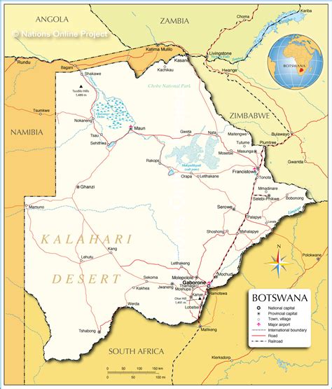 Map Of Botswana Showing Towns And Villages Ashien Nikaniki