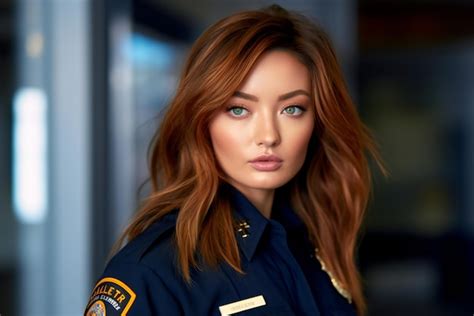 Premium Photo Portrait Of A Beautiful Young Woman In A Police Officer