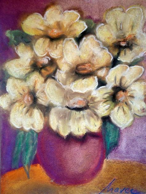 Yellow Flowers Pastel By Marcela Elena Moada Fine Art America