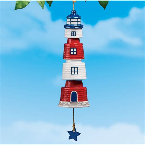 Outside lighthouse decorations collectibles etc. Patriotic Hanging Americana Lighthouse Wind Chimes ...