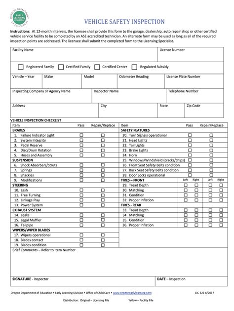They are one of the core safety measures any driver can (and should) take, and saved an rounding off our under the hood examination in the vehicle inspection checklist is the task of examining the hoses and visible piping. LIC 321 Vehicle Safety Inspection Form 7-7-17.docx - Fill and Sign Printable Template Online ...