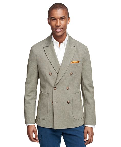 Brooks Brothers Double Breasted Knit Blazer In Green Lyst