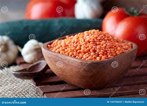 Raw Uncooked Red Lentils Stock Photo Image Of Bowl 143796032