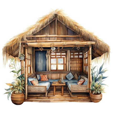 Premium Photo Watercolor Room Of Filipino Bahay Kubo Room Traditional