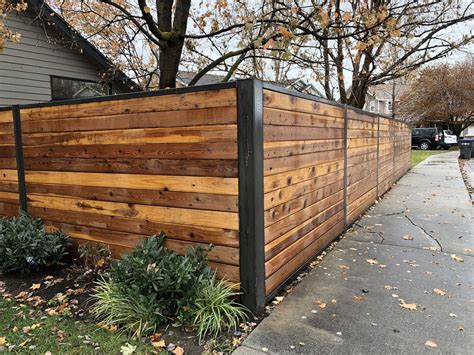Steel Frameposts 2x6x10 Horizontal Redwood Fence Modern Fence