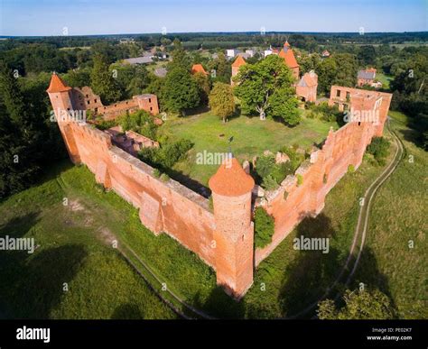 Aerial View Of Ruins Of Medieval Teutonic Knights Castle In Szymbark