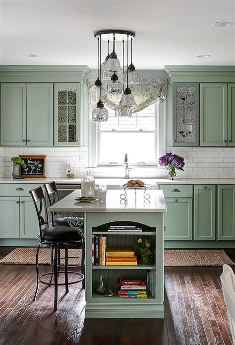 Olive Green Kitchen With White Cabinets Newspaper