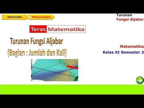 Kalo saran burhan sih, banyakin latihan soal tentang hasil kali fungsi, hasil bagi, dan. Rumus Turunan Fungsi Aljabar (bagian 2) - YouTube