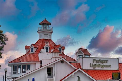 Lighthouse On Parkers Lighthouse At Dusk Editorial Photography Image