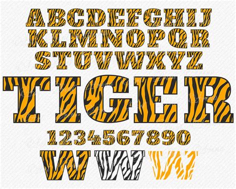 Tiger Schrift Svg Tiger Haut Schrift Tier Alphabet Svg Tier Etsy