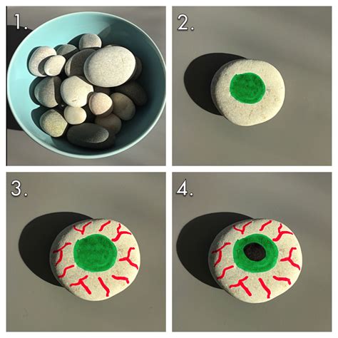 Painted Stones Eyeballs For Halloween Daisies And Pie How To Make