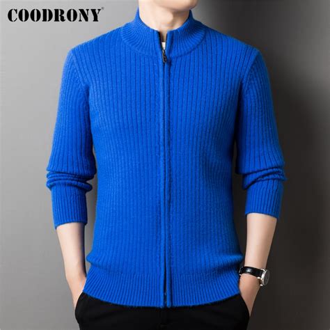 Mens Zipper Cardigan Mens Cardigan Sweater Sweater Coat Turtleneck Coodrony Brand