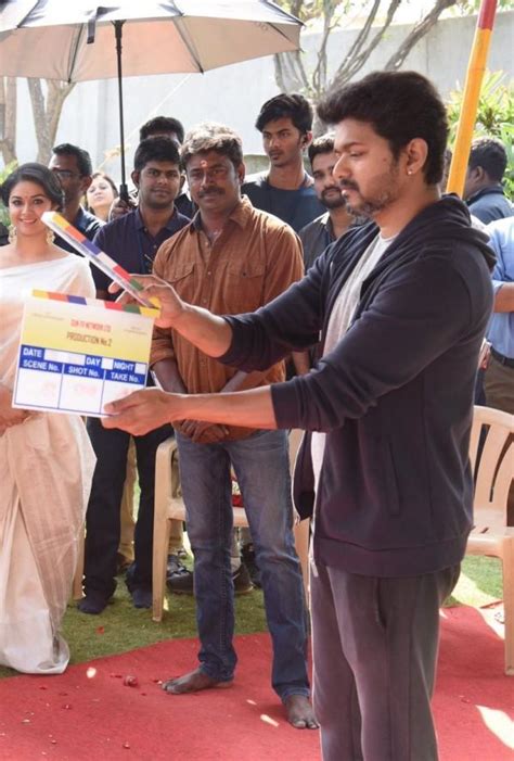 For ur opinion who will play herione role.? Thalapathy 62 movie launch: Vijay, Keerthy Suresh and AR ...