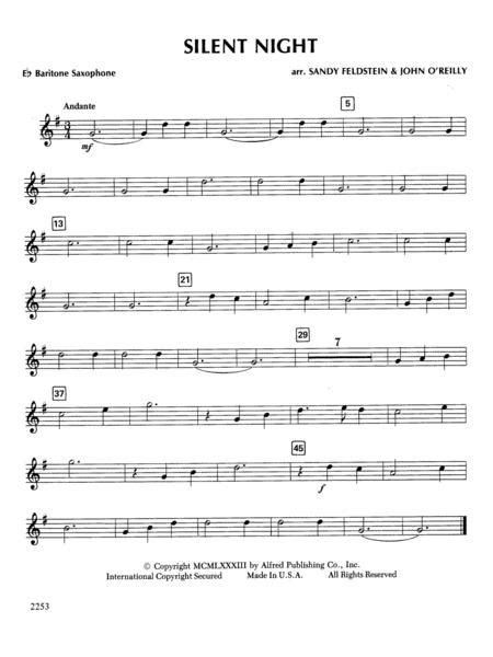 Silent Night E Flat Baritone Saxophone By Digital Sheet Music For
