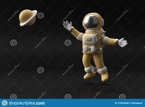 3d Render Spaceman Astronaut Jumping 3d Illustration Design Stock
