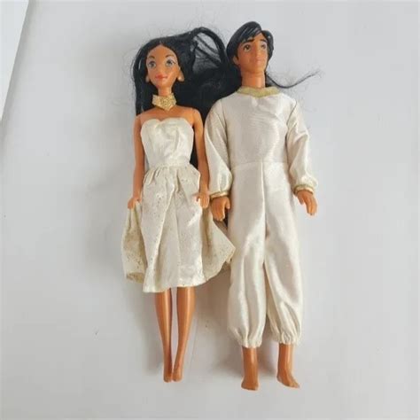 VINTAGE 1992 DISNEY Aladdin Princess Jasmine Prince Mattel Barbie Dolls