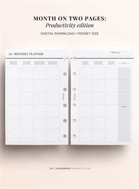 Pocket Monthly Calendar Printable Nina Teresa