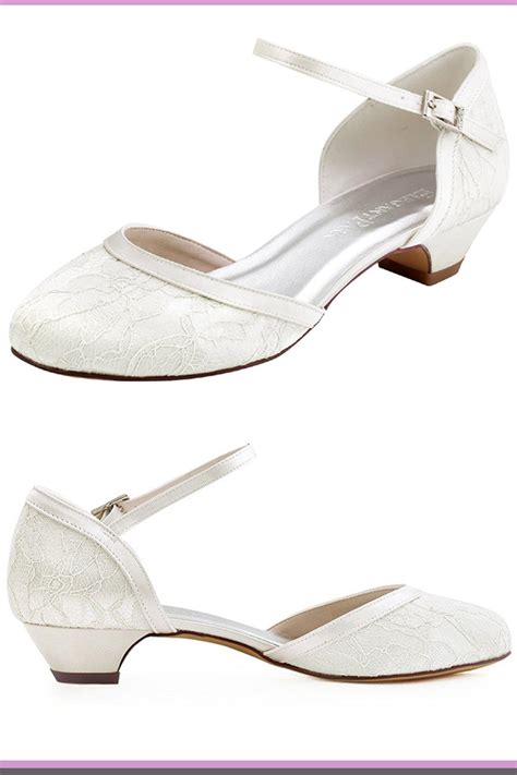 Ivory Lace Wedding Shoes Low Heel