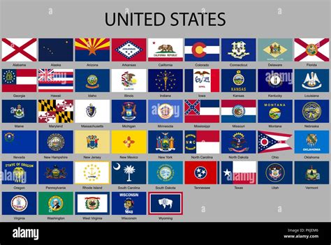 All Flags Of States Of The United States Of America Stock Vector Image