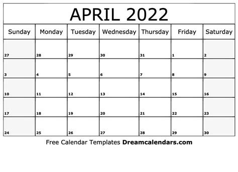 Calendar Holidays For April 2022 Month Calendar Printable