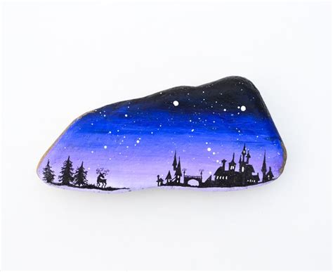 Magical Landscape Silhouette Painted Rocks For A Rock Hunt