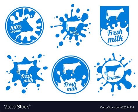 Dairy Vintage Logos Milk Badges Cheese Royalty Free Vector