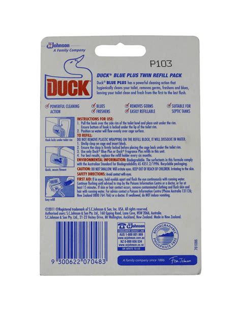 duck blue plus refill toilet cleaner 2x40g ally s basket direct