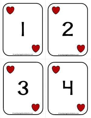Explore numbers and counting with dot card and finger games. Number Cards 1-20 Playing Cards - Numbers with Hearts | A Wellspring