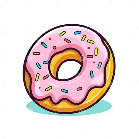 Vector Of A Delicious Pink Frosted Donut With Colorful Sprinkles Stock