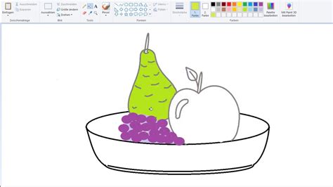 The image size is too small to be uploaded online. how to draw and color a Fruit bowl with MS-Paint, step by ...