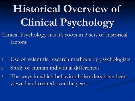 Ppt Historical Overview Of Clinical Psychology Powerpoint