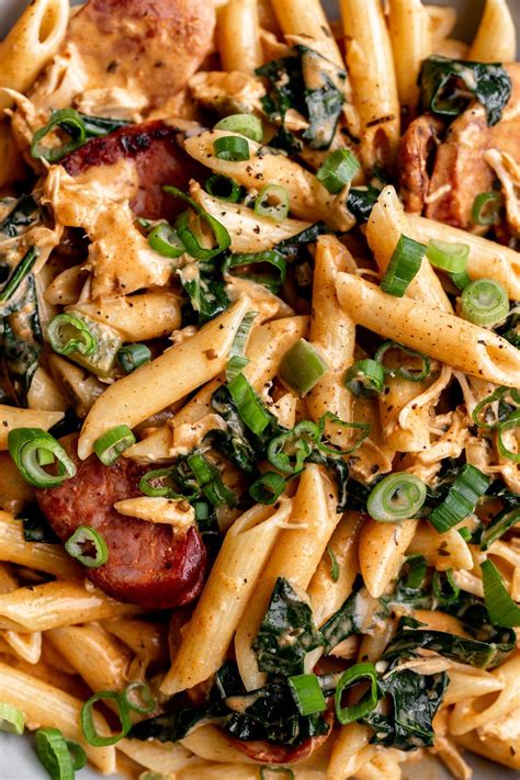 Stir in the pasta and add salt and pepper to taste. Creamy Cajun Pasta with Chicken and Andouille Sausage ...