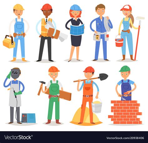 Builder Constructor People Character Royalty Free Vector
