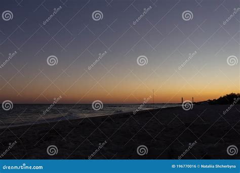 Picturesque Sunset Over The Sea Island Beach In Evening Dusk Twilight