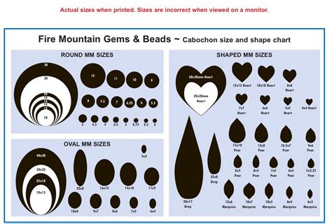 Cabochon Size And Shape Chart Shape Chart Bead Size Chart Jewelry