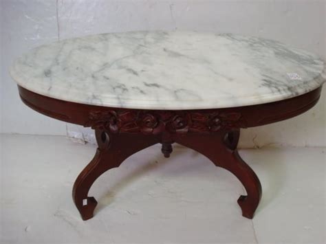 Mahogany Rose Carved Marble Top Tea Table
