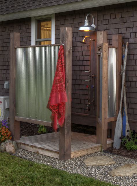 The old farmhouse presents a friendly. How to Build & Enjoy An Outdoor Solar Shower