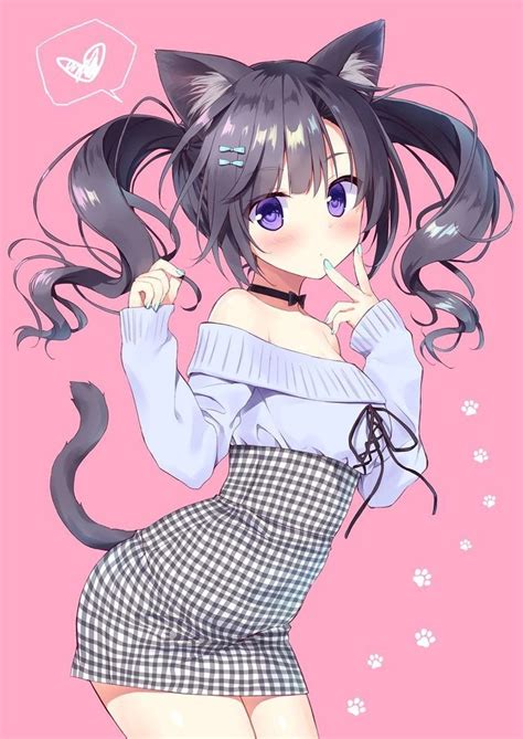 Fille Sexy Mini Jupe à Petits Carreaux Fille De Manga Anime Girl Neko