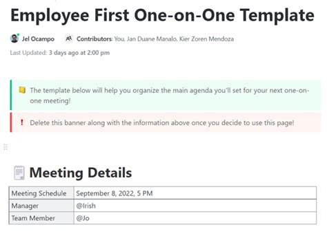 10 One On One Meeting Templates For Managers In Excel And Word