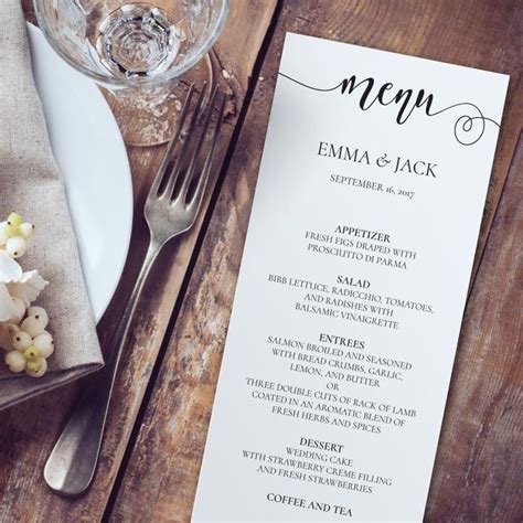 These stunning wedding menu cards make a great addition to any reception table and are sure to impress. Rustic Wedding Menu Template editable INSTANT DOWNLOAD printable - bluebubblestudio | Wedding ...