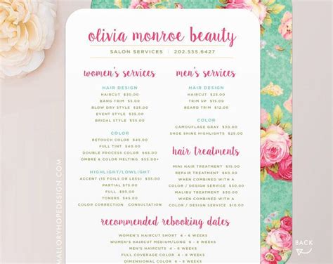 But often it's difficult to go to the salon especially after office. Hair Stylist or Barber Services Menu, Salon Price List, 5 ...