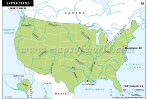 Buy Printed Us Longest Rivers Map