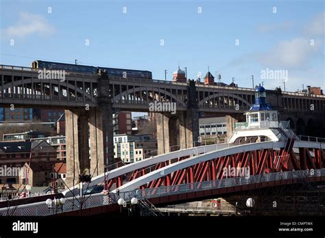 The High Level And Swing Bridge Over The River Tyne At Newcastle Stock