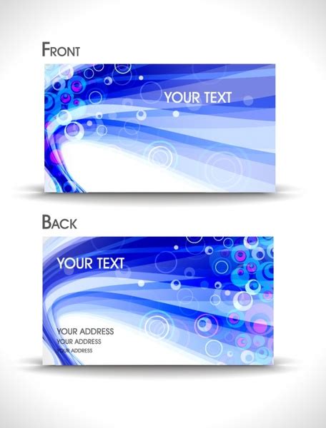 Business Card Template Modern Blue Dynamic Circles Curves Decor Vectors
