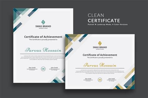 Modern And Clean Certificate Template 75552 Templatemonster